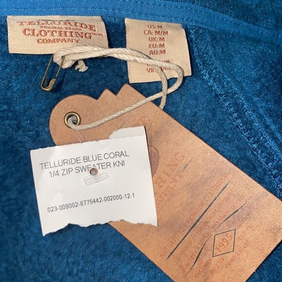 TELLURIDE CLOTHING CO Blue Coral 1/4 Zip Knit Pullover-M NWT - Picture 4 of 5